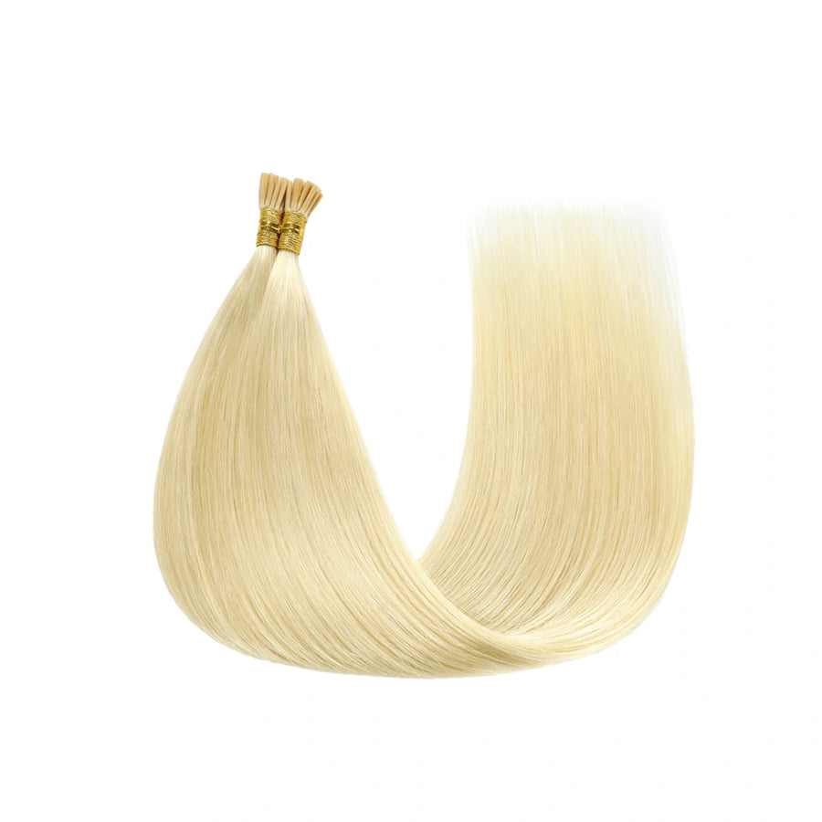 SUYYA Virgin Human Hair Prebonded I Tip Extensions Stick Tip Cold Fusion Hair Platinum Blonde (#60)