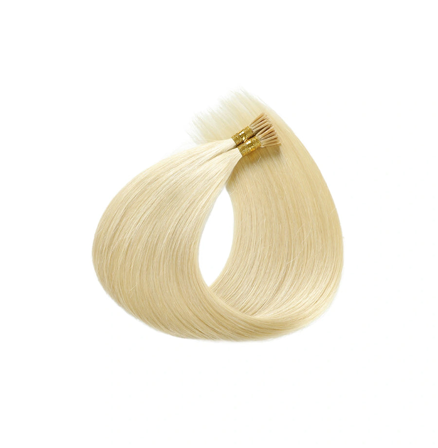 SUYYA Virgin Human Hair Prebonded I Tip Extensions Stick Tip Cold Fusion Hair Platinum Blonde (#60)