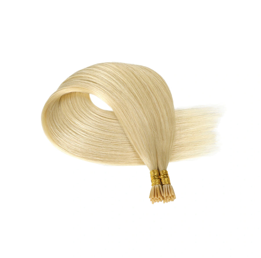 SUYYA Virgin Human Hair Prebonded I Tip Extensions Stick Tip Cold Fusion Hair Platinum Blonde (#60)