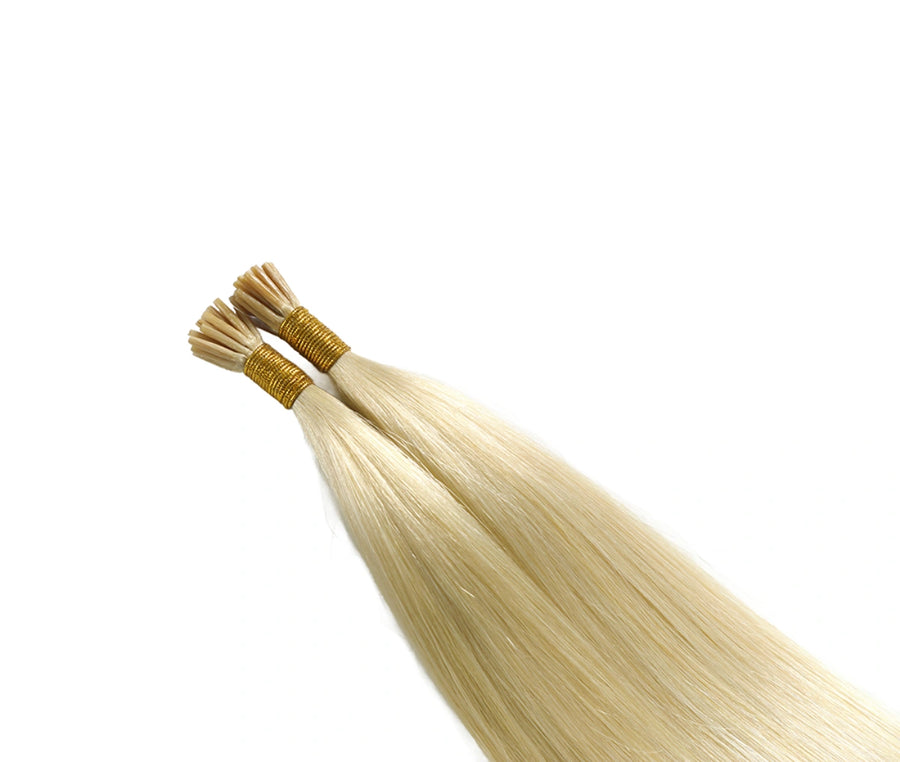 SUYYA Virgin Human Hair Prebonded I Tip Extensions Stick Tip Cold Fusion Hair Platinum Blonde (#60)