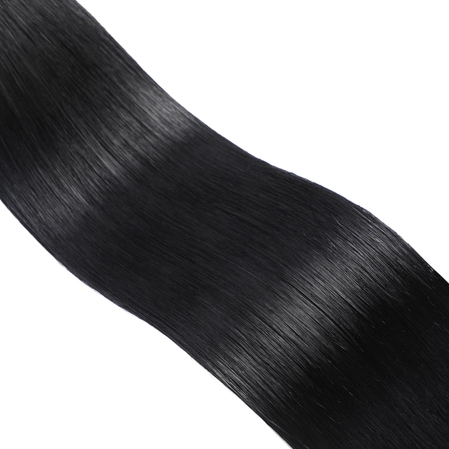 SUYYA Virgin Human Hair Prebonded I Tip Extensions Stick Tip Cold Fusion Hair Jet Black (#1)