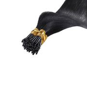 SUYYA Virgin Human Hair Prebonded I Tip Extensions Stick Tip Cold Fusion Hair Jet Black (#1)