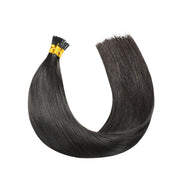 SUYYA I-Tip Extensions 100% Remy Human Hair Stick Tip Cold Fusion Hair Natural Black (#1B）