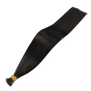 SUYYA I-Tip Extensions 100% Remy Human Hair Stick Tip Cold Fusion Hair Natural Black (#1B）
