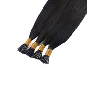 SUYYA I-Tip Extensions 100% Remy Human Hair Stick Tip Cold Fusion Hair Natural Black (#1B）
