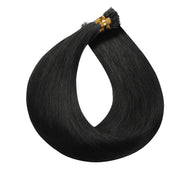 SUYYA Virgin Human Hair Prebonded I Tip Extensions Stick Tip Cold Fusion Hair Jet Black (#1)