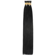 SUYYA Virgin Human Hair Prebonded I Tip Extensions Stick Tip Cold Fusion Hair Jet Black (#1)