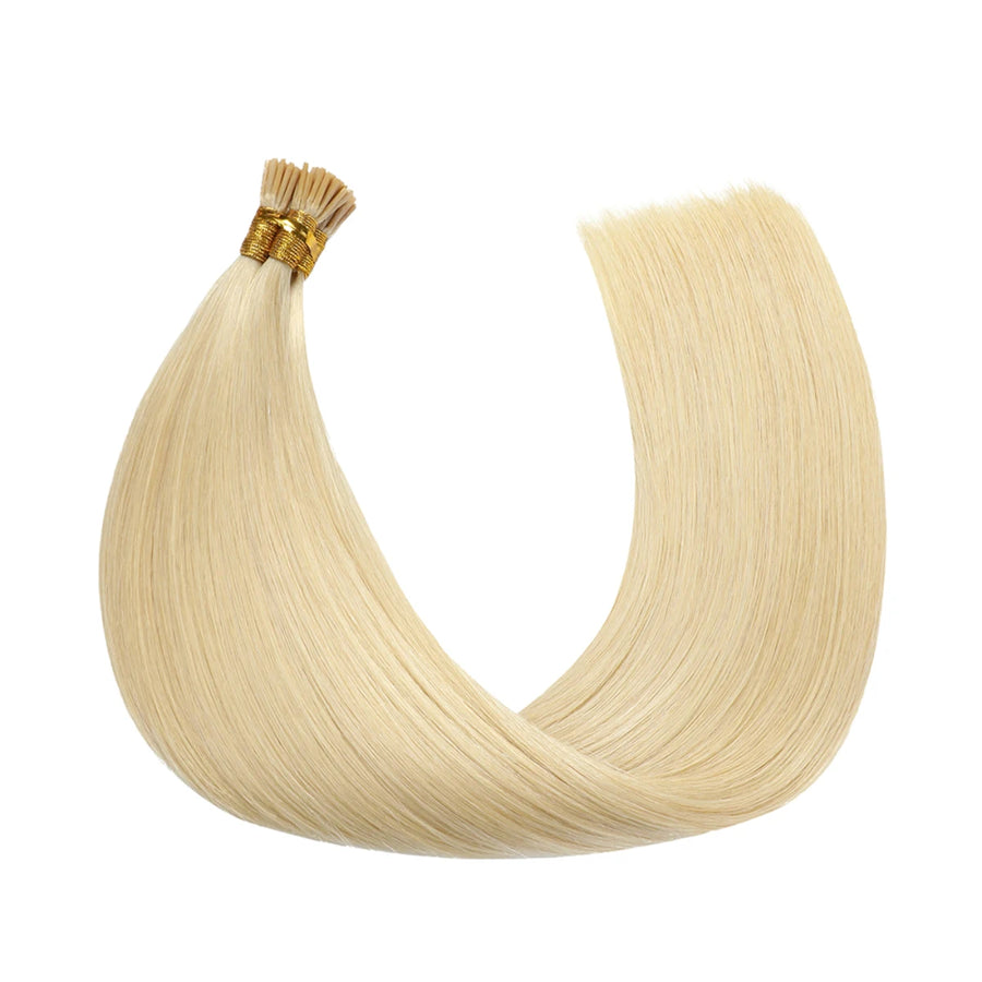 SUYYA Virgin Human Hair Prebonded I Tip Extensionsr Stick Tip Cold Fusion Hair Bleach Blonde (#613)