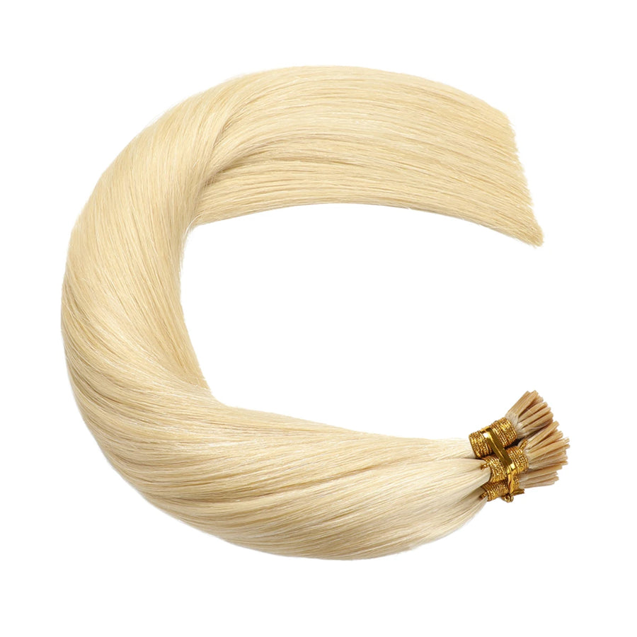 SUYYA Virgin Human Hair Prebonded I Tip Extensionsr Stick Tip Cold Fusion Hair Bleach Blonde (#613)
