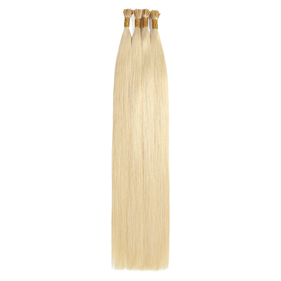 SUYYA Virgin Human Hair Prebonded I Tip Extensionsr Stick Tip Cold Fusion Hair Bleach Blonde (#613)