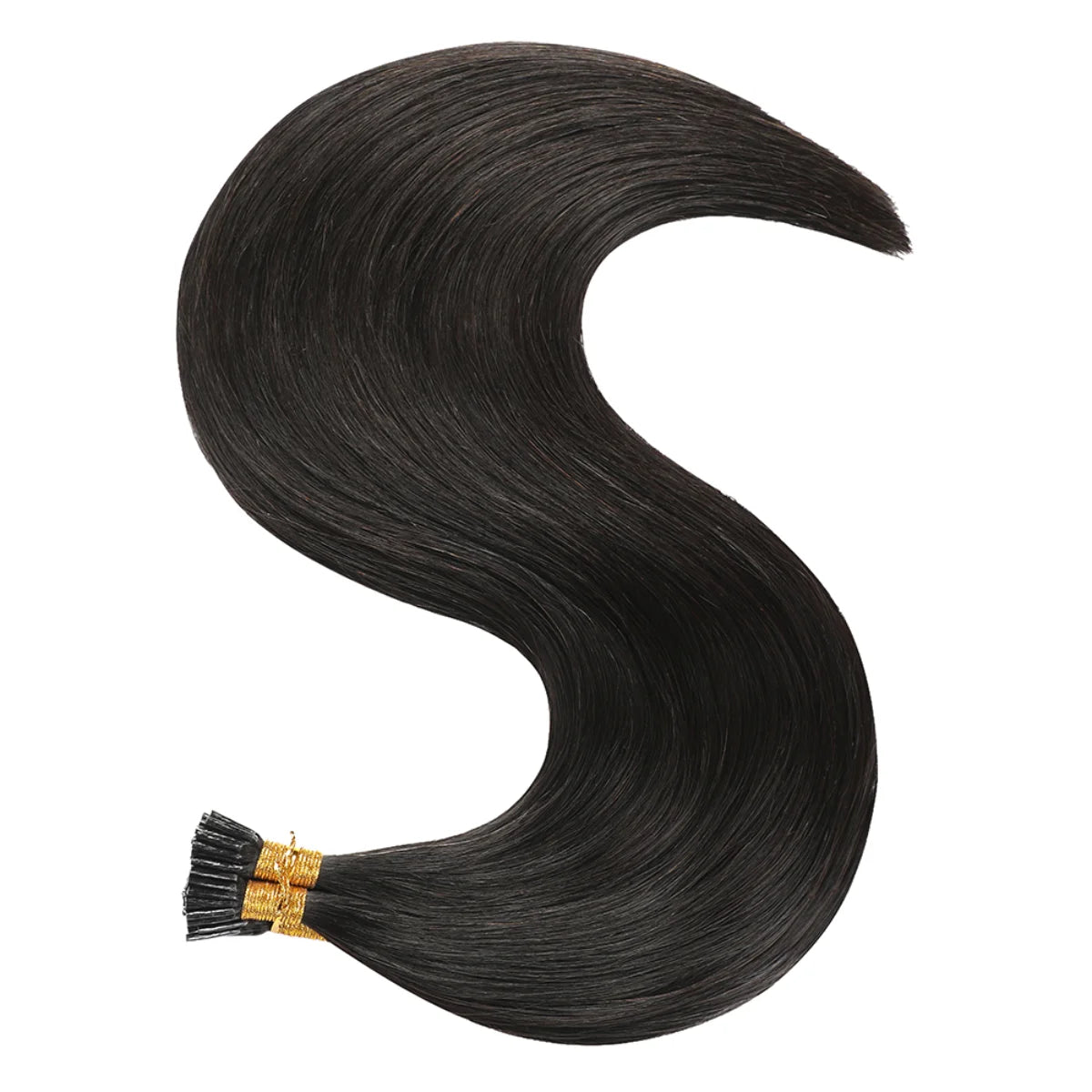 SUYYA I-Tip Extensions 100% Remy Human Hair Stick Tip Cold Fusion Hair Natural Black (#1B）