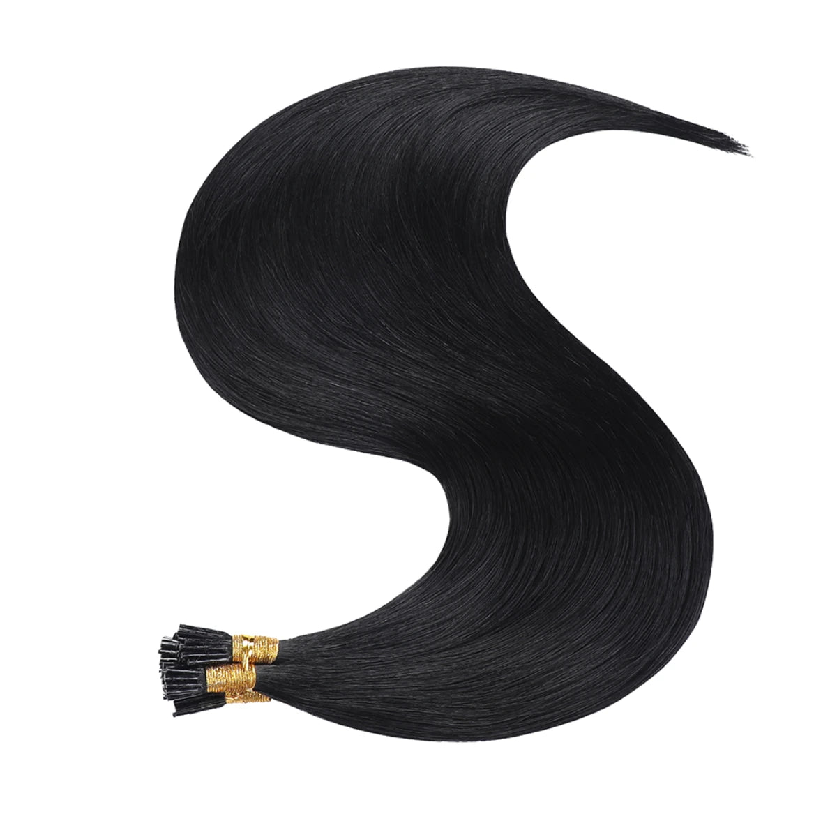 SUYYA Virgin Human Hair Prebonded I Tip Extensions Stick Tip Cold Fusion Hair Jet Black (#1)