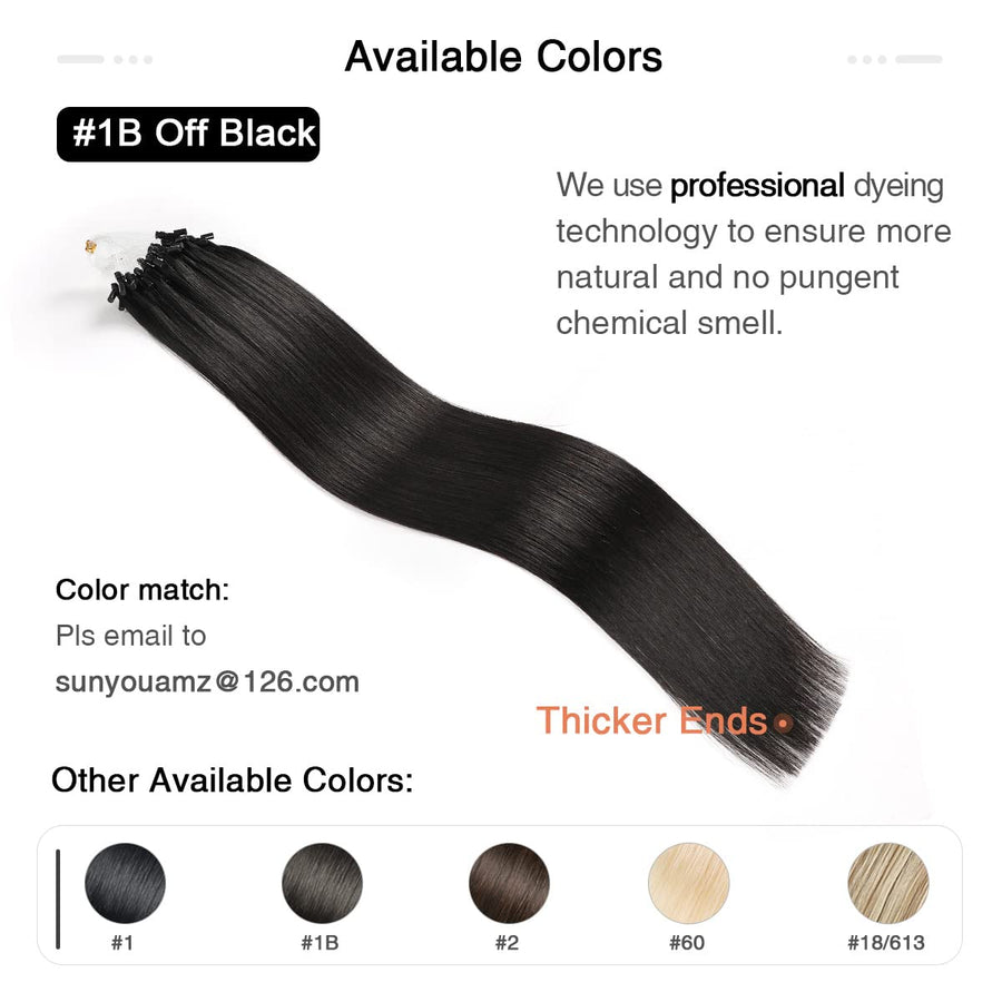 Natural Black (#1B) Micro Loop Hair Extensions