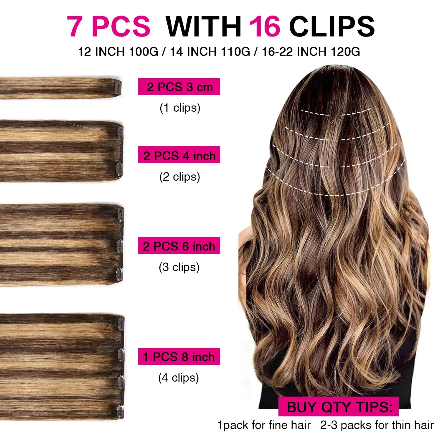 Chocolate Brown / Caramel Blonde Balayage (#P4/27/T4) Suyya Human Clip In Hair Extensions