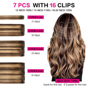 Chocolate Brown / Caramel Blonde Balayage (#P4/27/T4) Suyya Human Clip In Hair Extensions