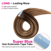 SUYYA Remy Invisible Tape ins (#P4/27/T4) Balayage Chocolate Brown / Caramel Blonde Hair Extensions 20Pcs