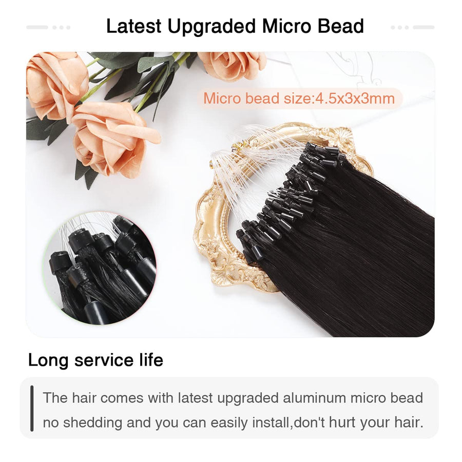 Natural Black (#1B) Micro Loop Hair Extensions