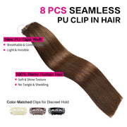 Suyya Seamless Chocolate Brown (#4) 8Pcs Clip In Hair Extensions
