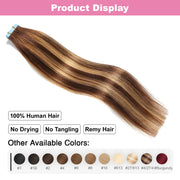 Chocolate Brown / Caramel Blonde Balayage (#P4/27/T4) Tape-In Hair Extensions | 20Pcs