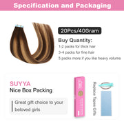 Chocolate Brown / Caramel Blonde Balayage (#P4/27/T4) Tape-In Hair Extensions | 20Pcs