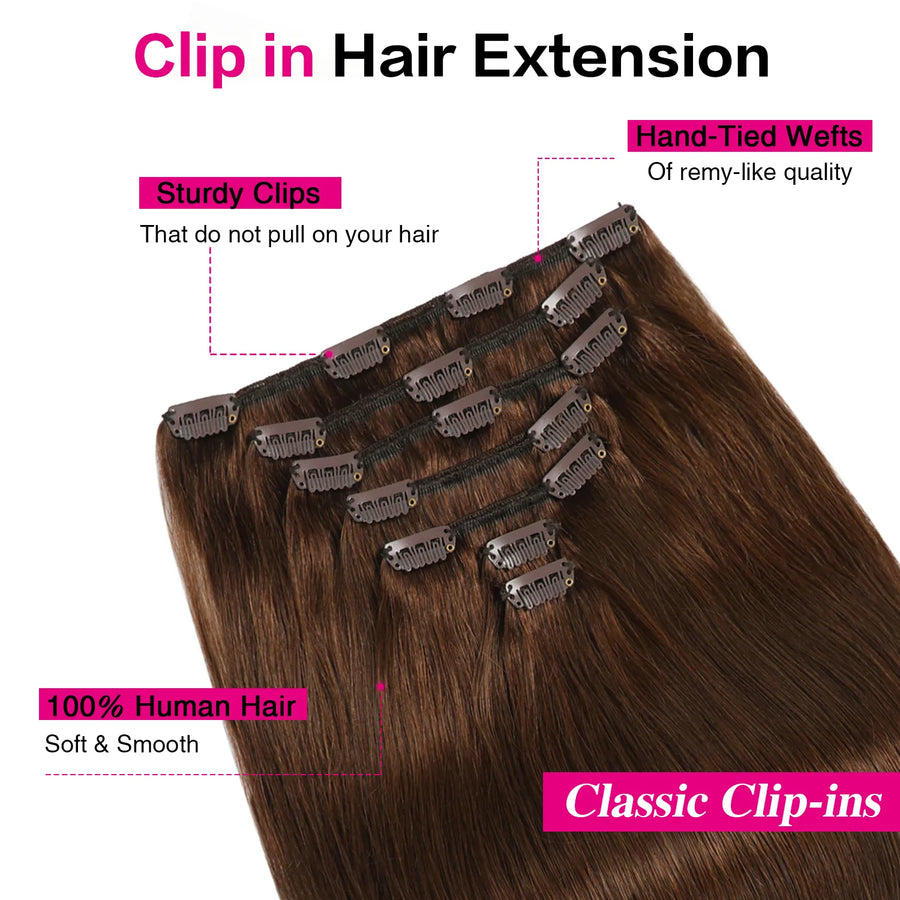 Suyya Chocolate Brown (#4) Clip In Hair Extensions