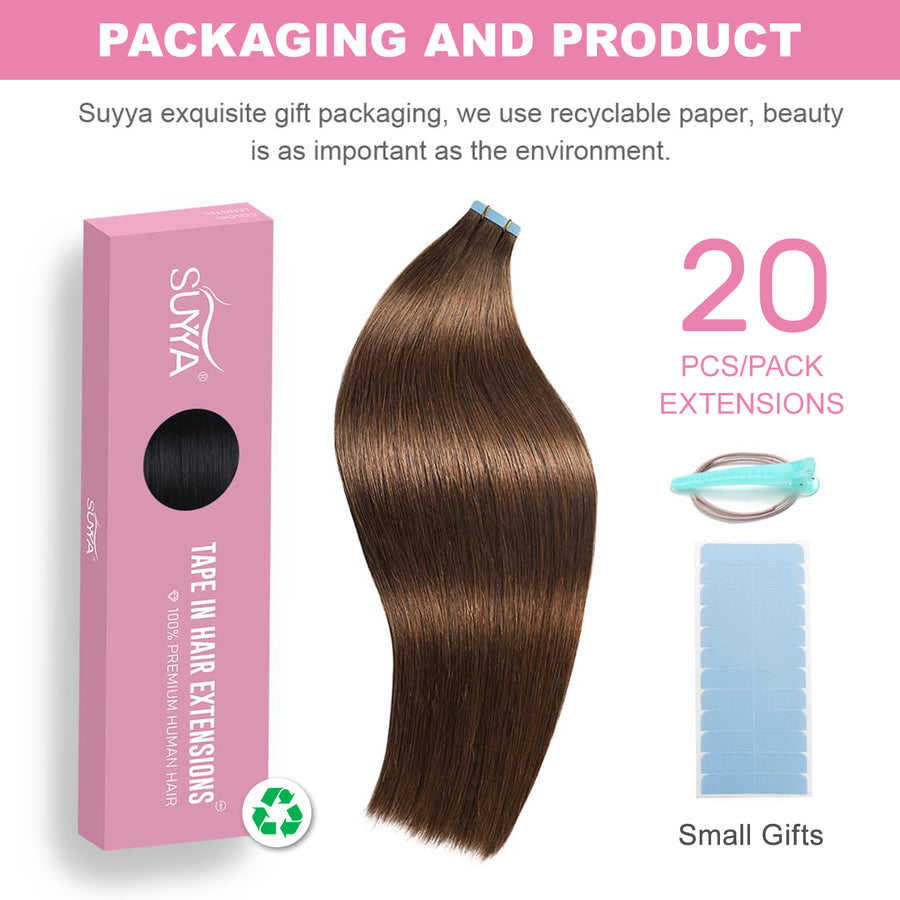 Chocolate Brown (#4) Tape-In Hair Extensions | 20Pcs
