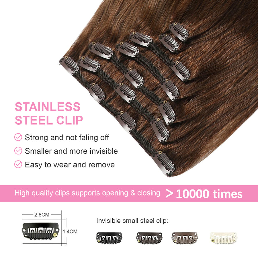 Chocolate Brown (#4) Clip In Hair Extensions