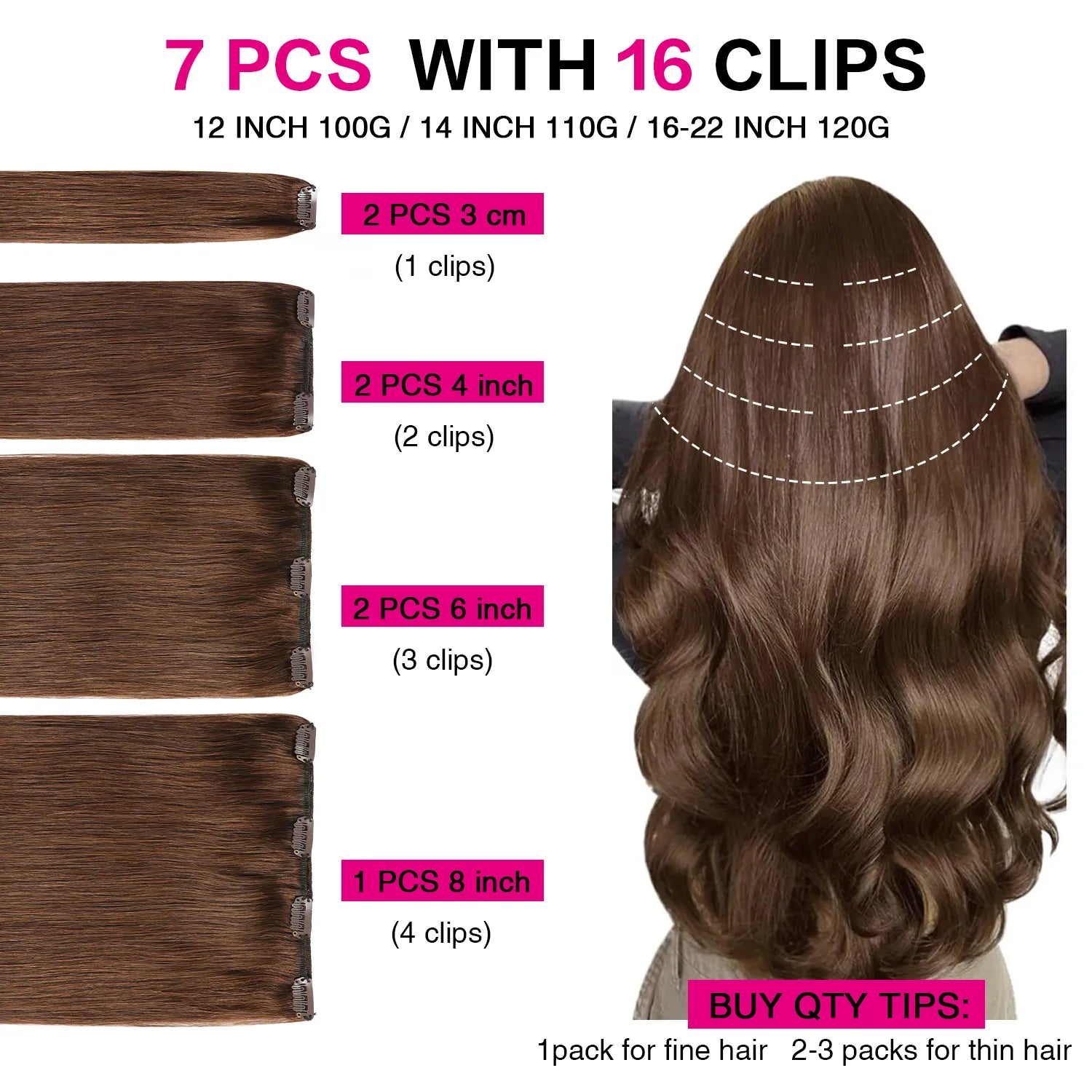 Suyya Chocolate Brown (#4) Clip In Hair Extensions