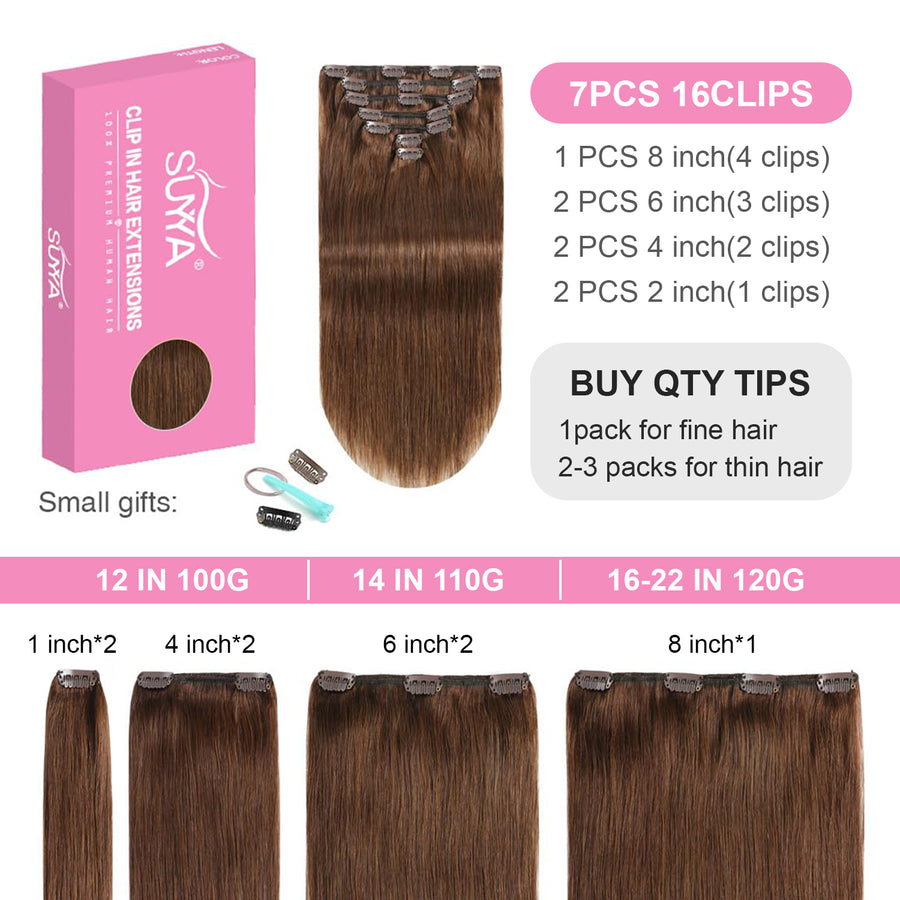 Chocolate Brown (#4) Clip In Hair Extensions