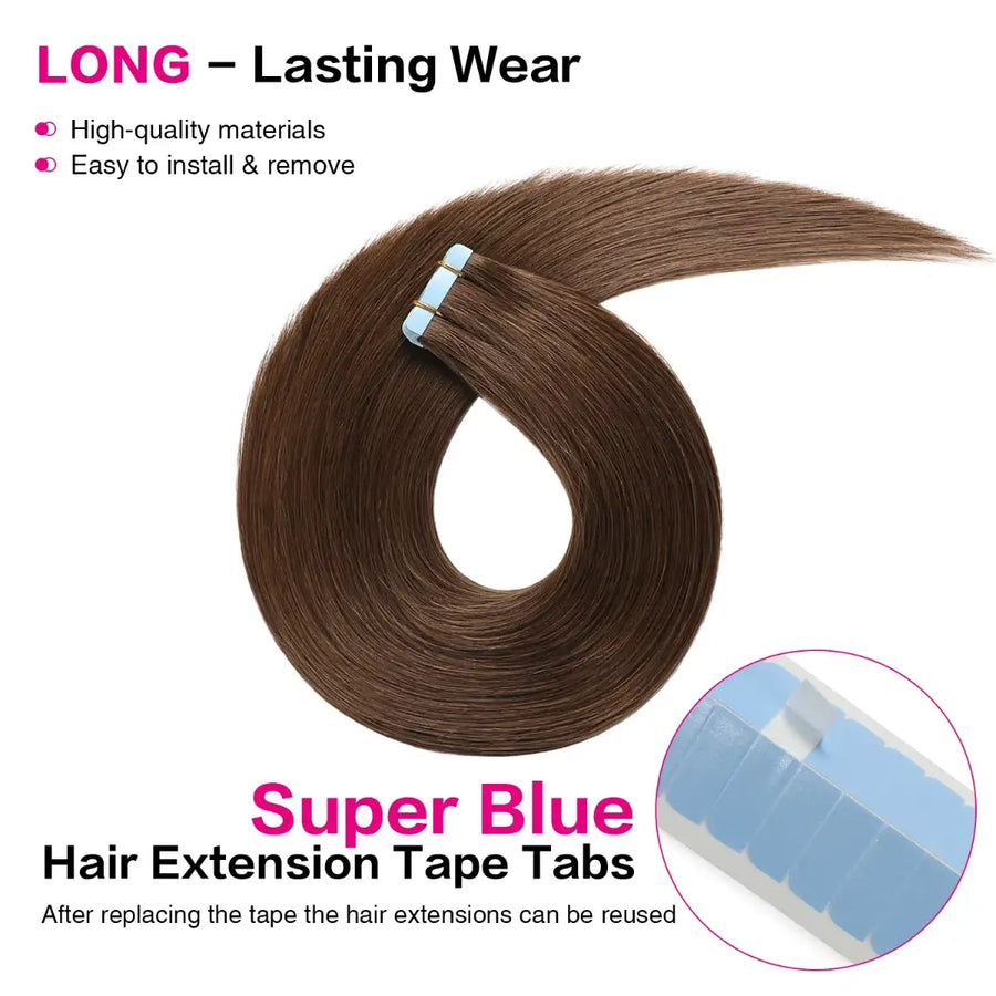 SUYYA Invisible Tape ins (#4) Chocolate Brown Hair Extensions 20Pcs
