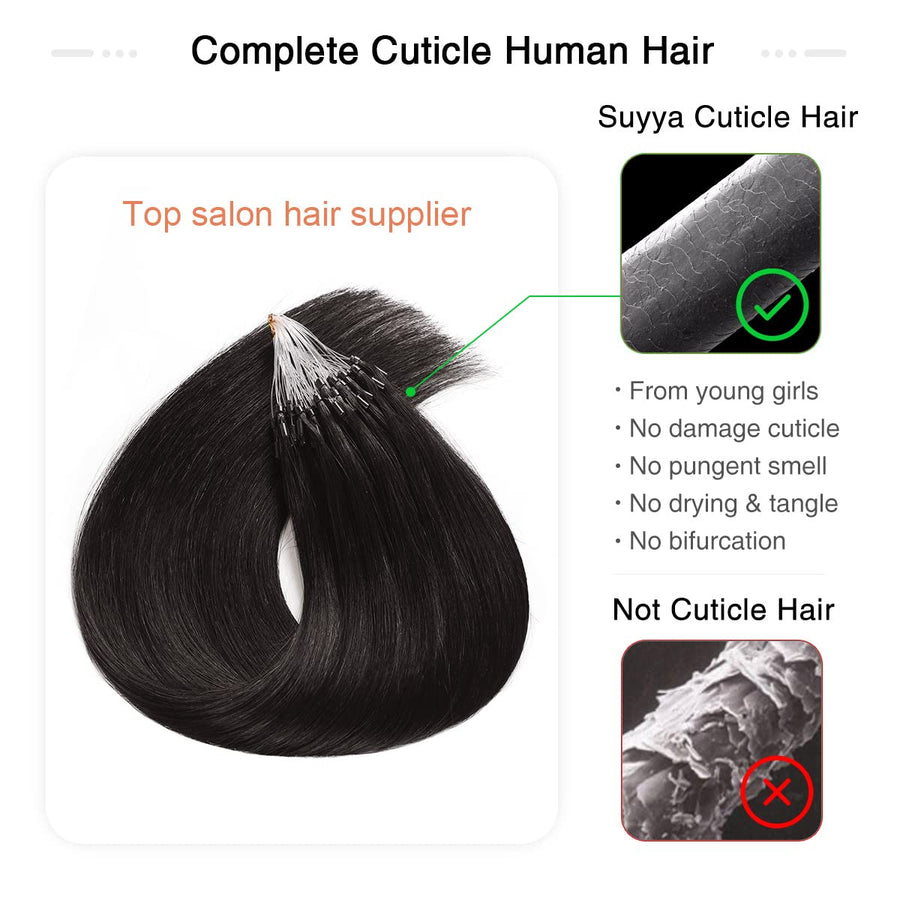 Natural Black (#1B) Micro Loop Hair Extensions