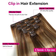 Suyya Human Clip In (#P6/613/T4) Chocolate Brown / Bleach Blonde / Chestnut Brown Balayage Hair Extensions