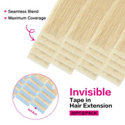 SUYYA Invisible Tape ins  (#60) Platinum Blonde Human Hair Extensions 20Pcs
