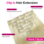 Suyya Hair  Remy Human Hair Platinum Blonde (#60) Clip In Hair Extensions