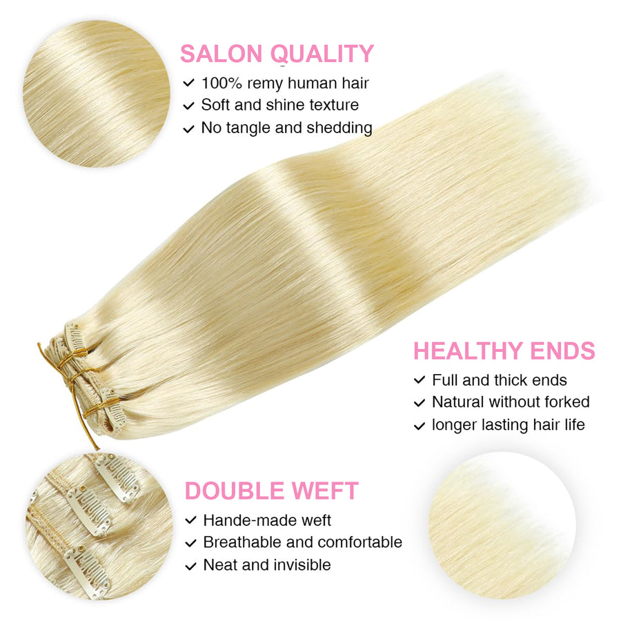 Platinum Blonde (#60) Clip In Hair Extensions