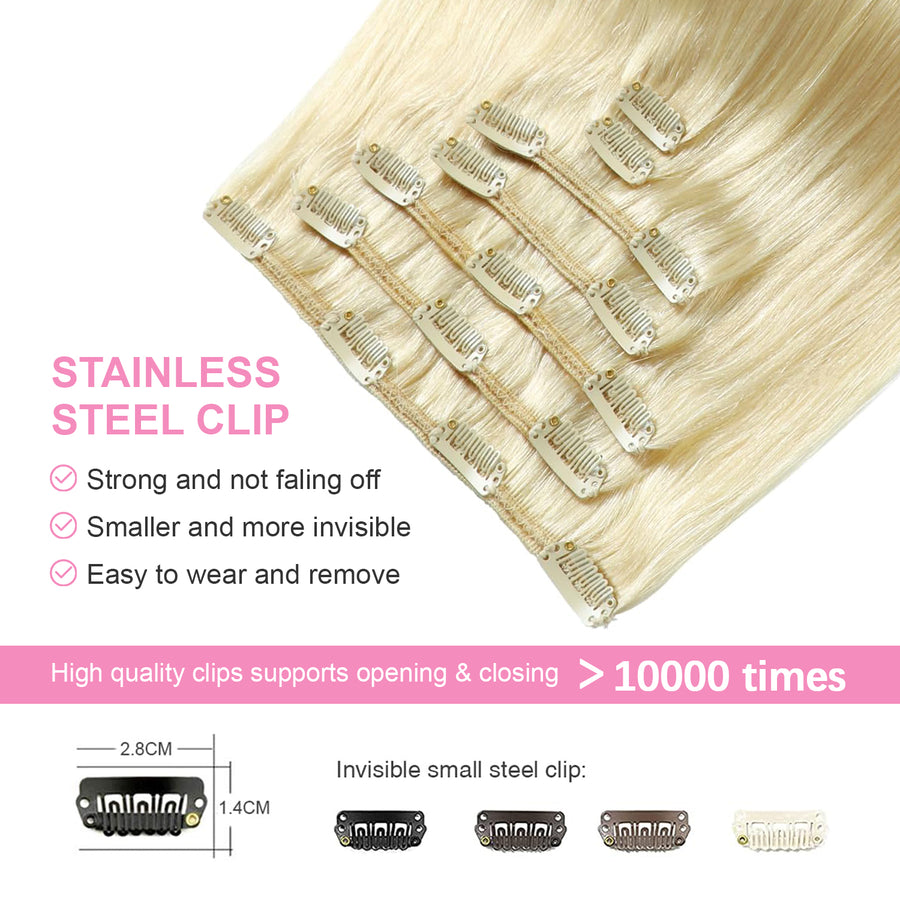 Platinum Blonde (#60) Clip In Hair Extensions