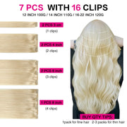 Suyya Hair  Remy Human Hair Platinum Blonde (#60) Clip In Hair Extensions