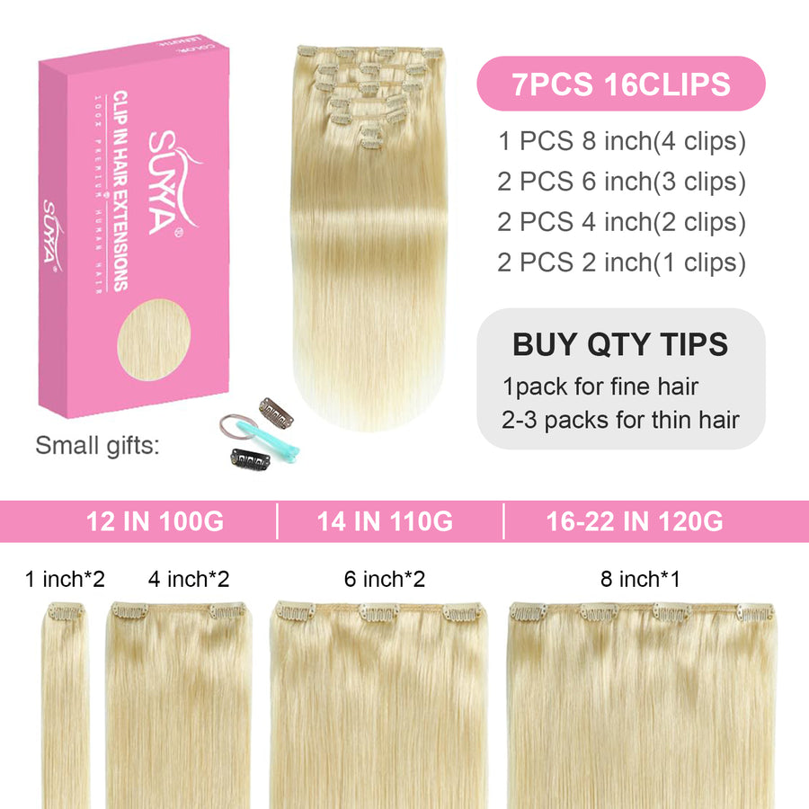 Platinum Blonde (#60) Clip In Hair Extensions