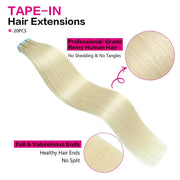 SUYYA Platinum Blonde (#60) Tape-In Hair Extensions | 20Pcs
