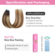 Darkest Brown / Chestnut Brown / Light Blonde Balayage (#P6/16/T2) Tape-In Hair Extensions | 20Pcs