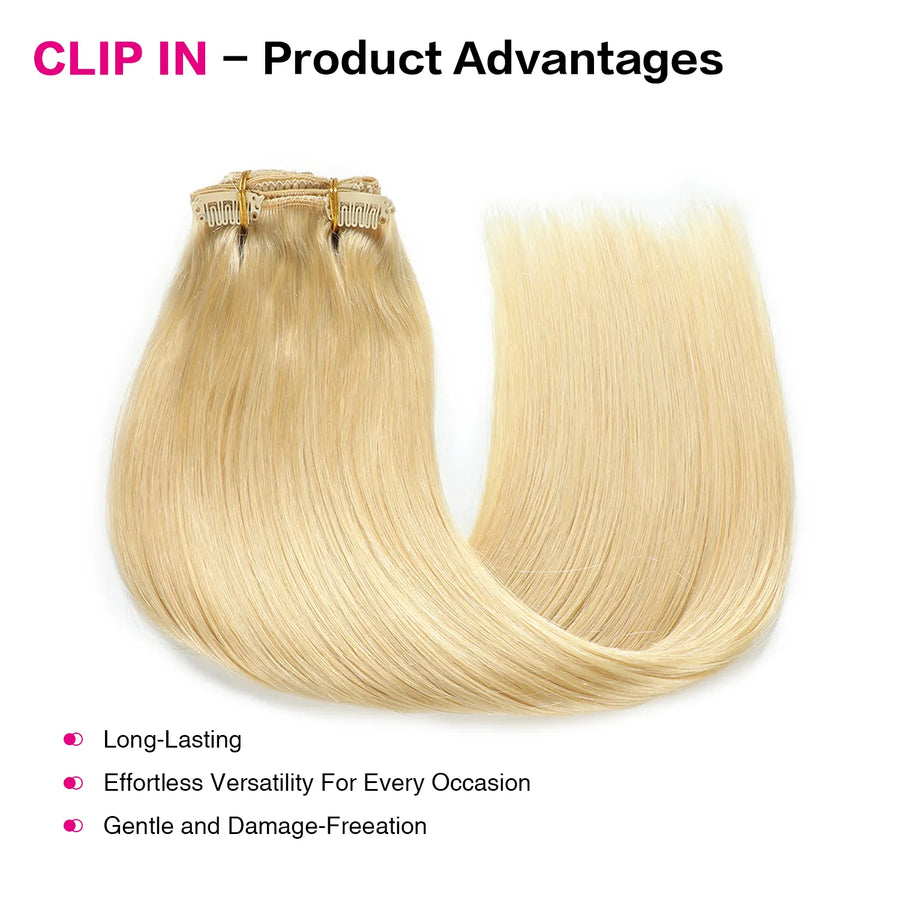Bleach Blonde (#613) Clip In Hair Extensions Suyya Human Hair