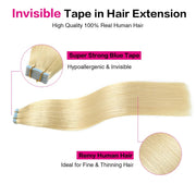 SUYYA Invisible Tape ins Bleach Blonde (#613)  Human Hair Extensions 20Pcs