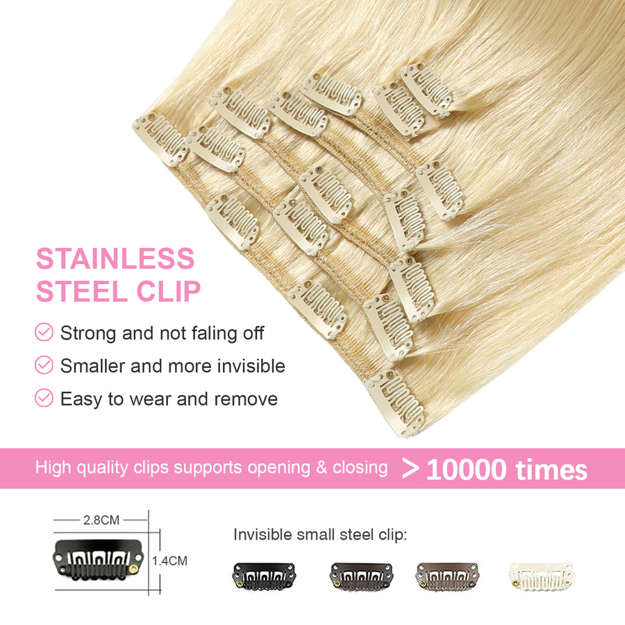 Bleach Blonde (#613) Clip In Hair Extensions