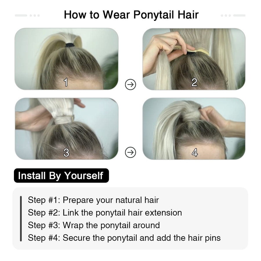 Ash Blonde / Bleach Blonde Balayage (#P18/613) Wrap Around Ponytail Extension