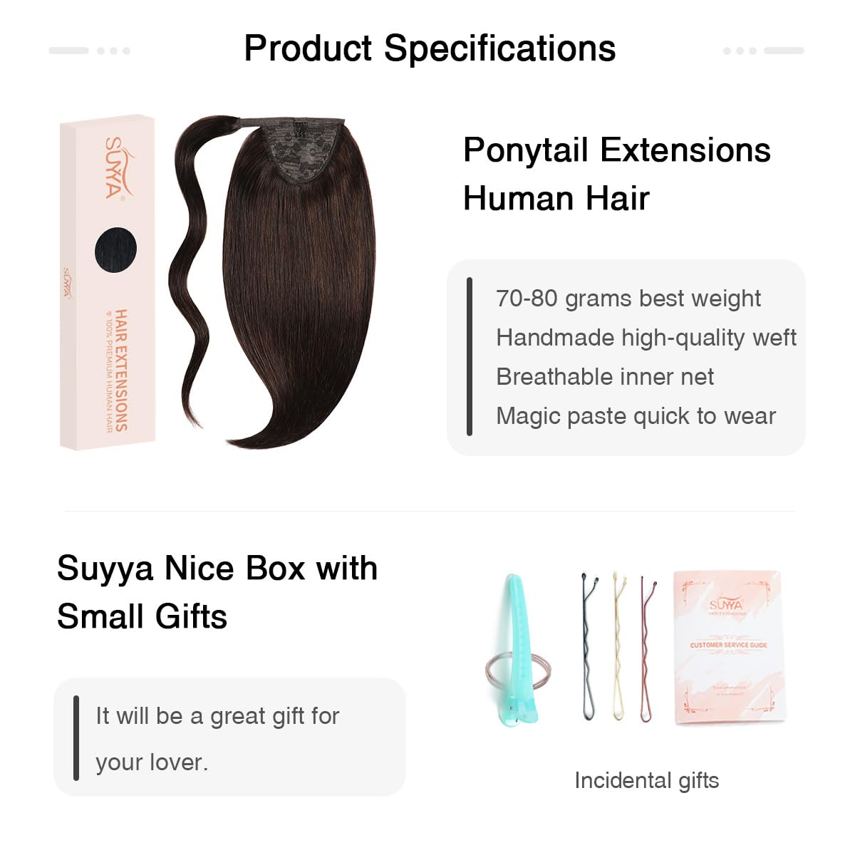 Darkest Brown (#2) Wrap Around Ponytail Extension
