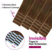 SUYYA Invisible Tape ins (#6) Chestnut Brown Human Hair Extensions 20Pcs