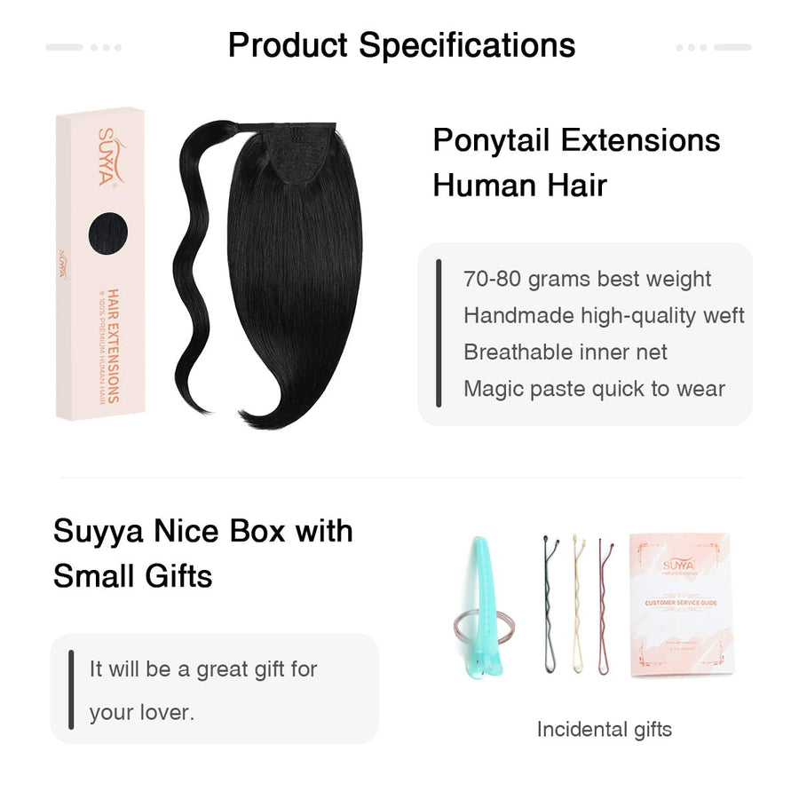 Natural Black (#1B) Wrap Around Ponytail Extension