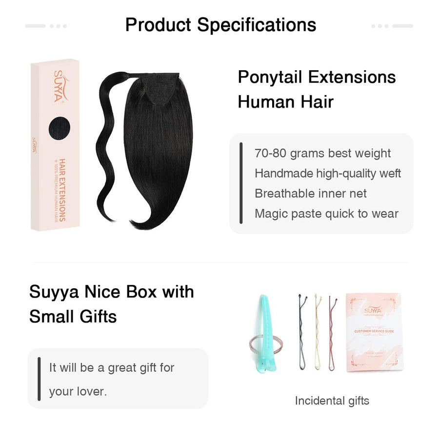Jet Black (#1) Wrap Around Ponytail Extension