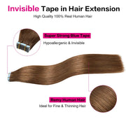 SUYYA Invisible Tape ins (#6) Chestnut Brown Human Hair Extensions 20Pcs