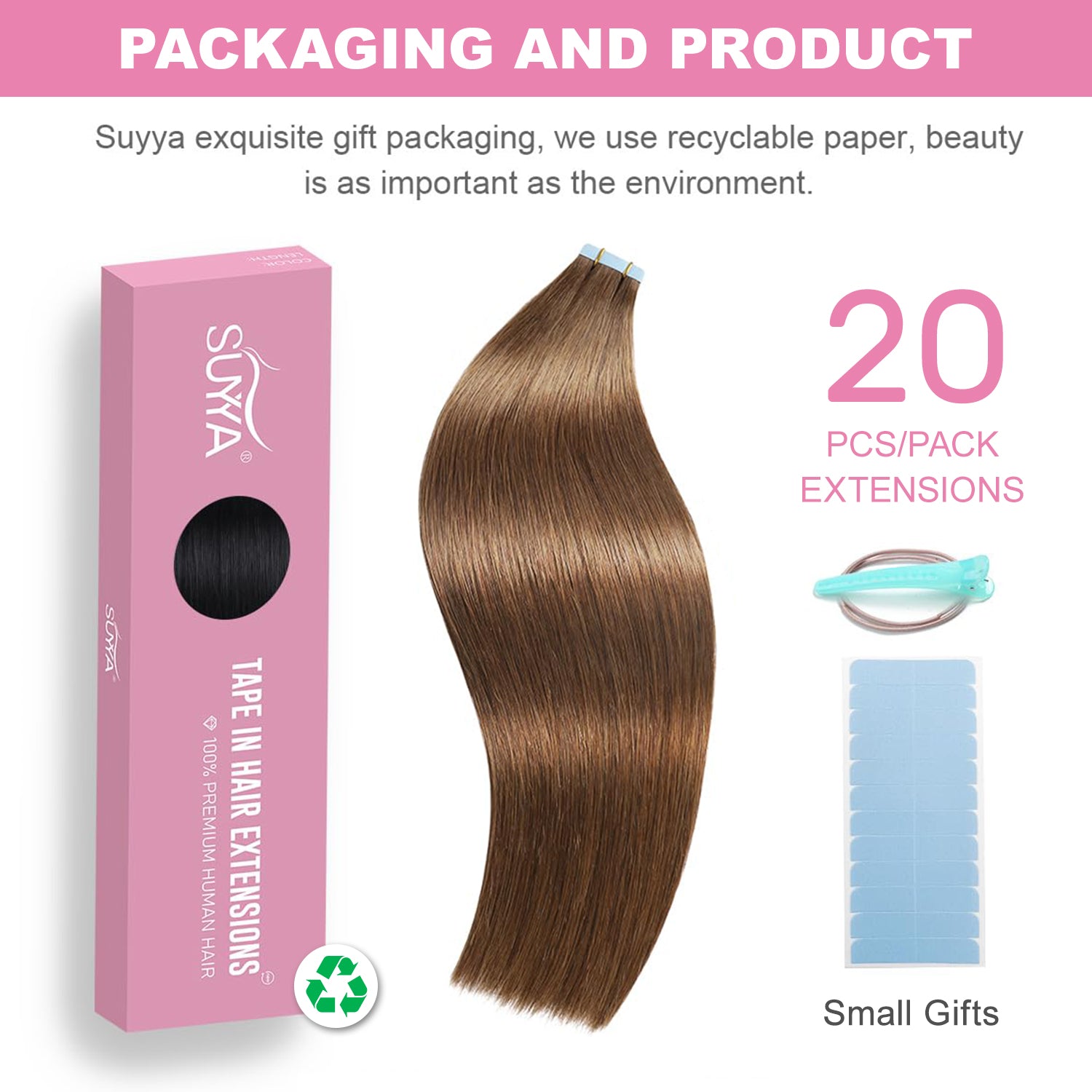 Chestnut Brown (#6) Tape-In Hair Extensions | 20Pcs